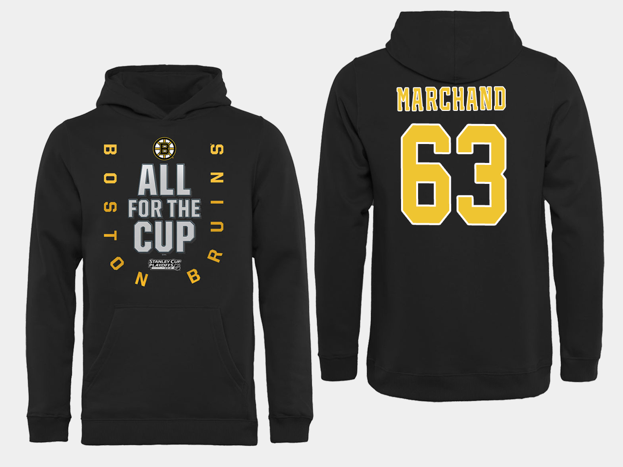NHL Men Boston Bruins #63 Marchand Black All for the Cup Hoodie
